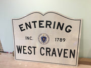 AUCTION Lot 35: 45" X 36"  ENTERING WEST CRAVEN County Line sign