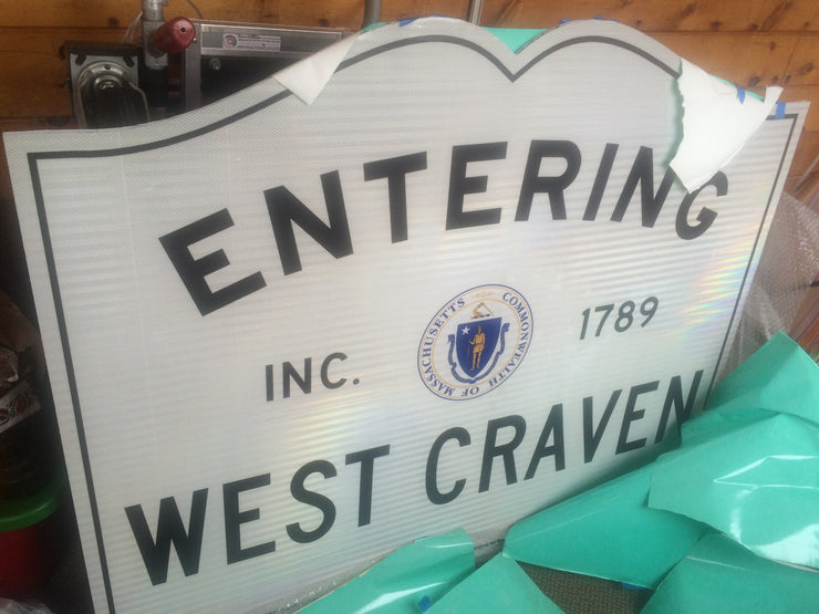 AUCTION Lot 35: 45" X 36"  ENTERING WEST CRAVEN County Line sign