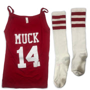 Auction Lot 42: Audra's "Hero" Muck Red Tank & Socks